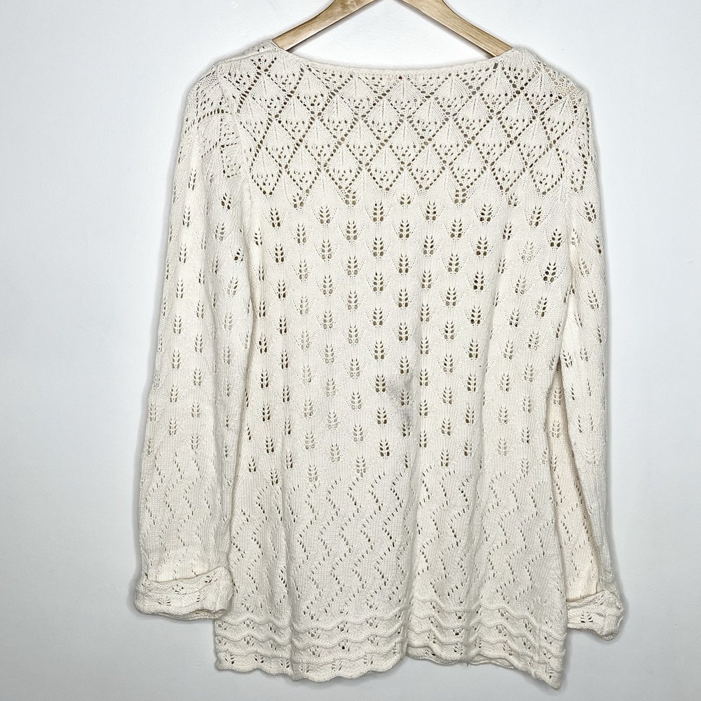 Sundance Pointelle Knit Sweater Ivory Cream Womens Size M Boho Cottagecore - Picture 6 of 6